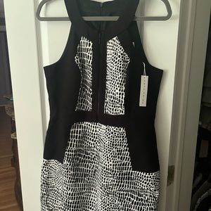 Trina Turk new with tags black white knee length dress size 10
